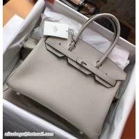 Top Grade Hermes Birkin 30/35 Bag in Original Togo Leather Bag 9101 Mouette Gray