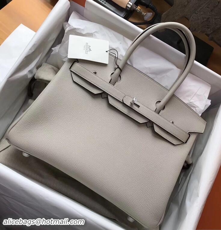 Top Grade Hermes Birkin 30/35 Bag in Original Togo Leather Bag 9101 Mouette Gray