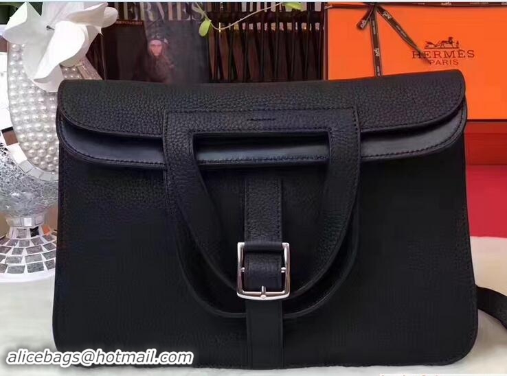 Top Grade Hermes Halzan Tote Bag in Original Togo Leather 91002 Black