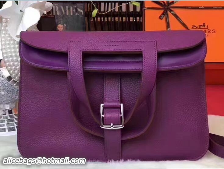 Classic Specials Hermes Halzan Tote Bag in Original Togo Leather 91002 Purple