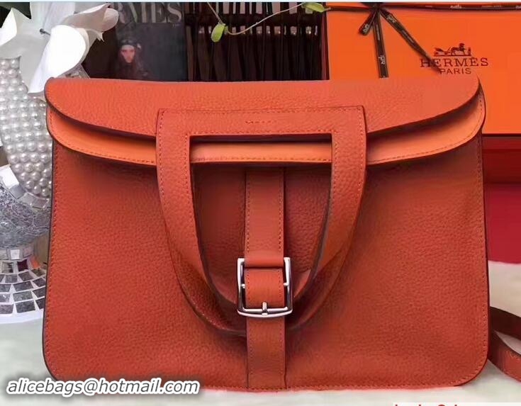 Pretty Style Hermes Halzan Tote Bag in Original Togo Leather 91002 Orange