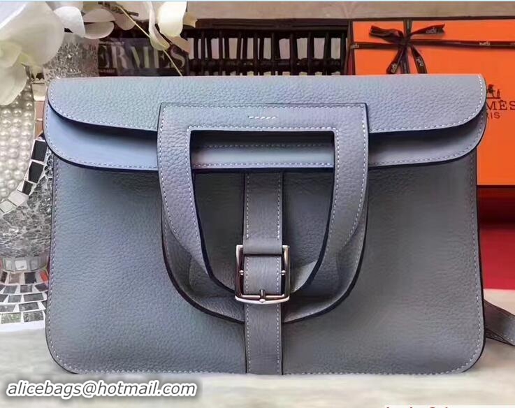 Unique Style Hermes Halzan Tote Bag in Original Togo Leather 91002 Baby Blue