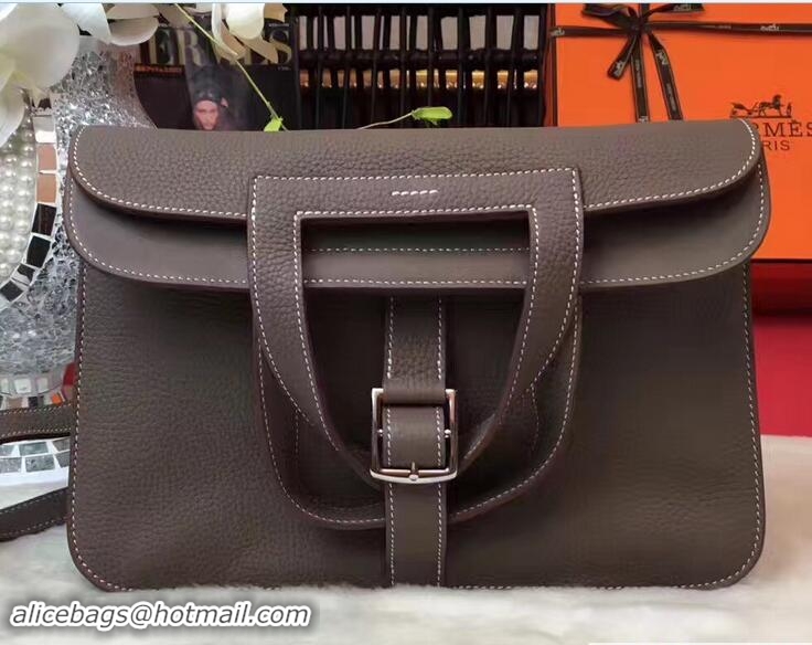 Durable Hermes Halzan Tote Bag in Original Togo Leather 91002 Etoupe