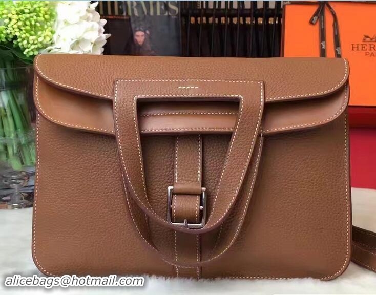 Popular Style Hermes Halzan Tote Bag in Original Togo Leather 91002 Khaki