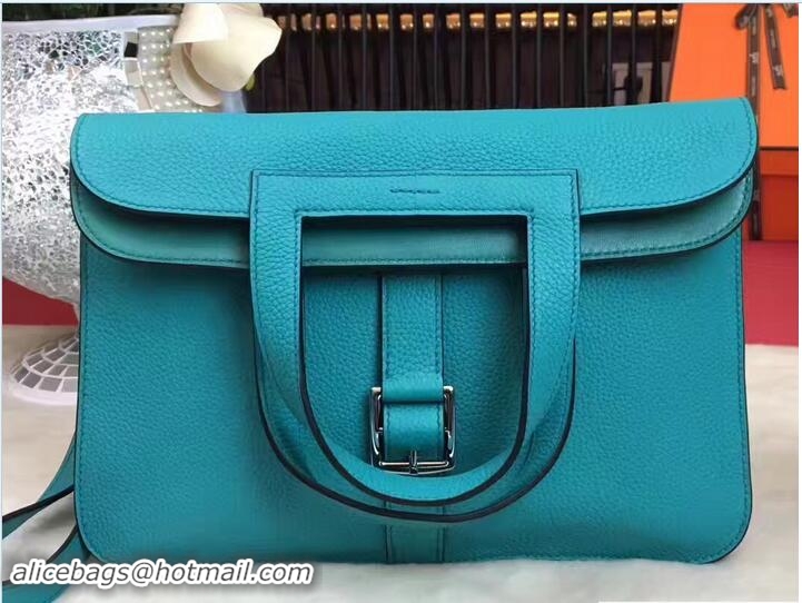 Big Discount Hermes Halzan Tote Bag in Original Togo Leather 91002 Turquoise