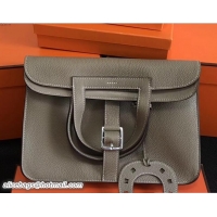 Sumptuous Hermes Leather Halzan Tote Bag 91008 Light Gray