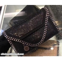 Discount Stella McCartney Falabella Crystal Stones Tiny Fold Over Tote Bag 92801 Black 2017