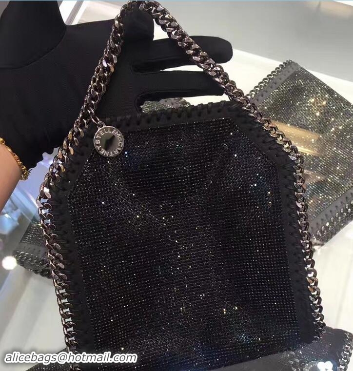 Pretty Style Stella McCartney Falabella Crystal Stones Tiny Tote Bag 92802 Black 2017