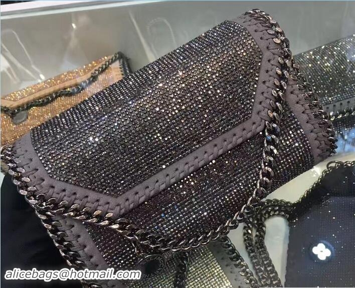 Grade Quality Stella McCartney Falabella Crystal Stones Tiny Fold Over Tote Bag 92804 Dark Gray 2017