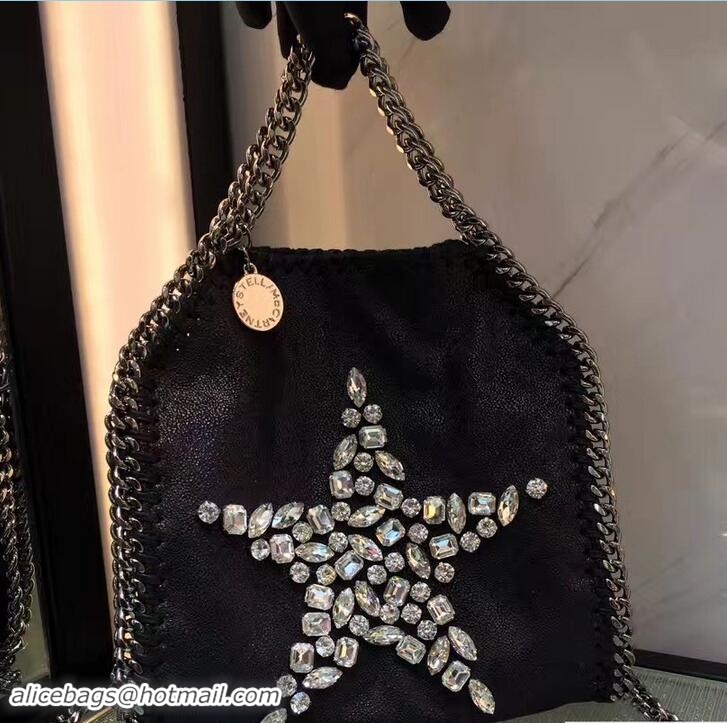 Durable Stella McCartney Black Falabella Crystal Stones Tiny Tote Bag White Star 92820 2017