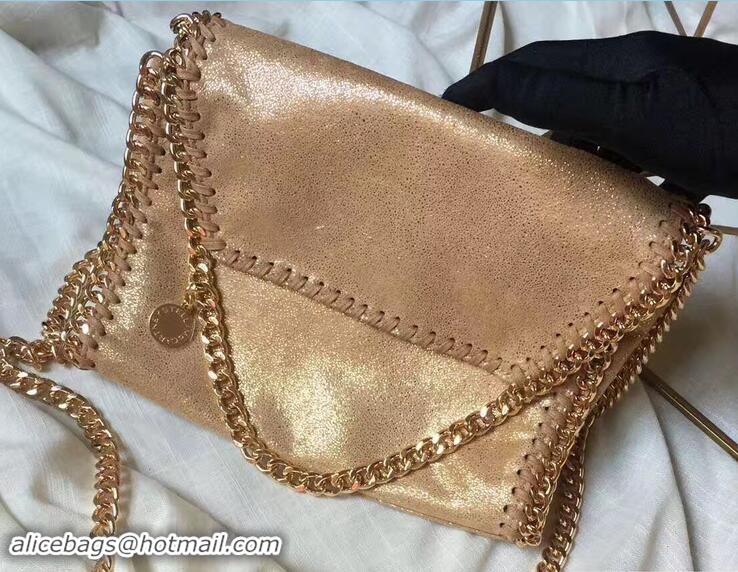 Unique Discount Stella McCartney Falabella Shiny Dotted Mini Fold Over Tote Bag 92818 Gold 2017