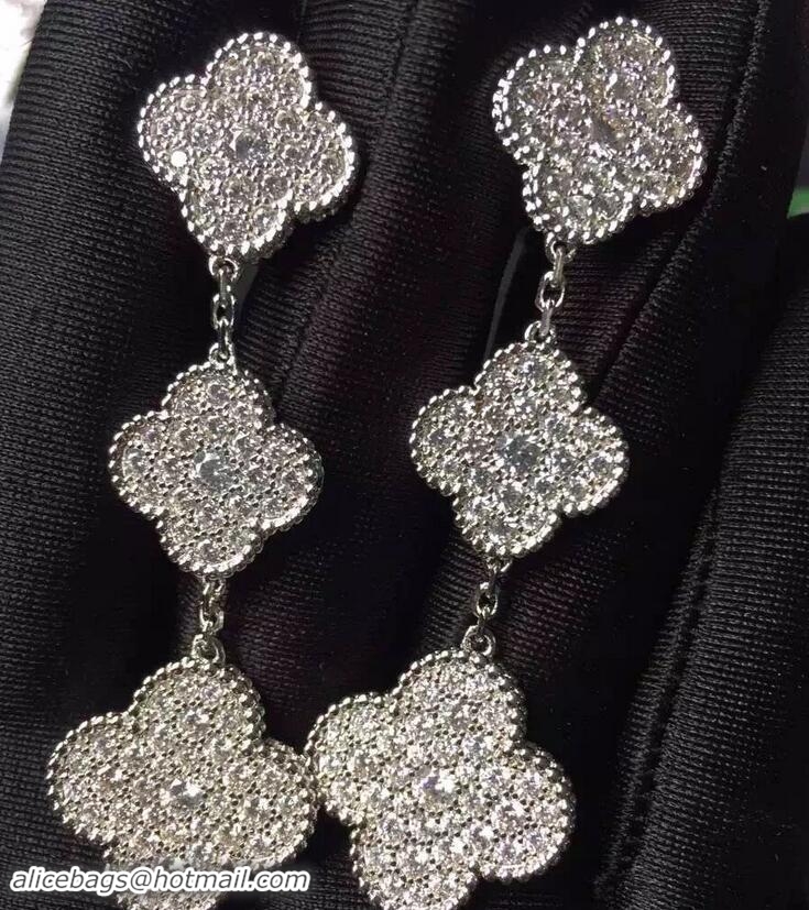 Top Grade VanCleef&Arpels All Diamonds Earrings 102724