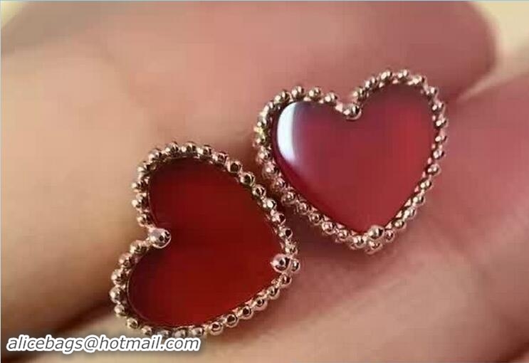 Good Quality  VanCleef&Arpels Red Heart Earrings 102727