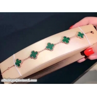 Classic VanCleef&Arpels 5 Motifs Vintage Alhambra Bracelet Green Pink Gold 102738