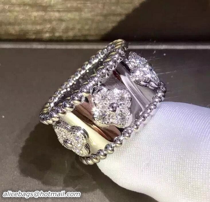 Unique van cleef arpels perlee diamond ring 102762