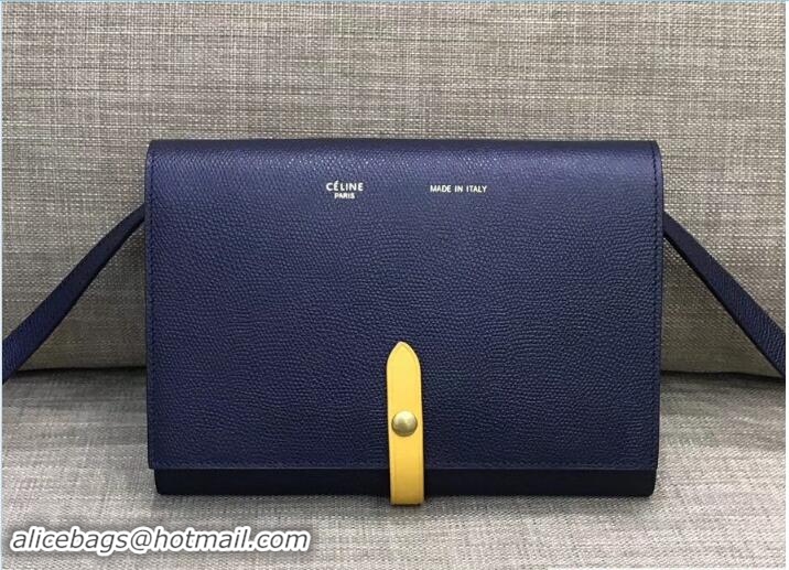 Duplicate Celine Clutch On Strap 109013 Navy Blue/Yellow