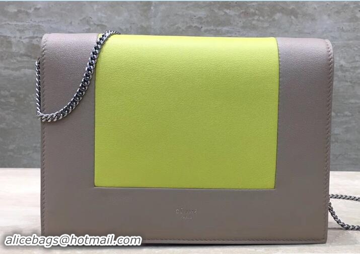 Shop Cheap Celine Frame Evening Clutch On Chain Bag 107773A Gray/Lemon 2017