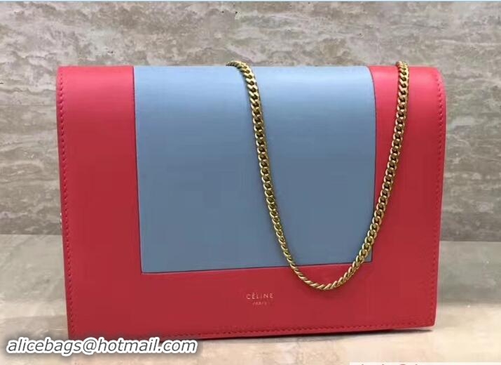 Original Cheap Celine Frame Evening Clutch On Chain Bag 107773A Red/Light Blue 2017