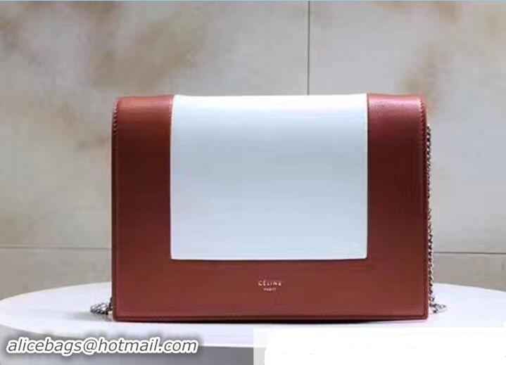 Unique Discount Celine Frame Evening Clutch On Chain Bag 107773A Khaki/White 2017