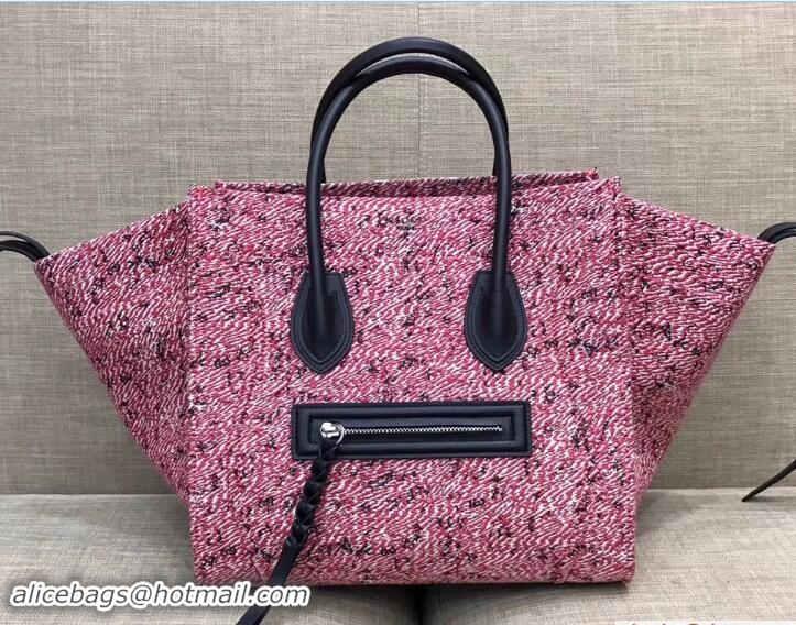 Top Grade Celine Fuzzy Jacquard Medium Luggage Phantom Bag 169952 Red 2017