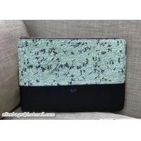 Unique Discount Celine Fuzzy Jacquard Solo Clutch Pouch Bag 104232/100093 Green 2017