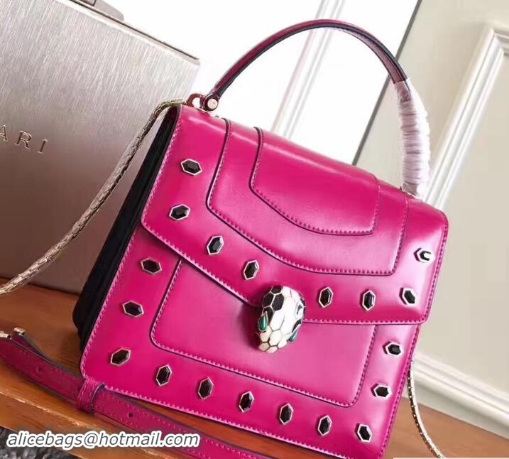 Sumptuous Bvlgari Gen Studs Serpenti Forever Flap Cover Top Handle Bag 111303 Fuchsia 2017