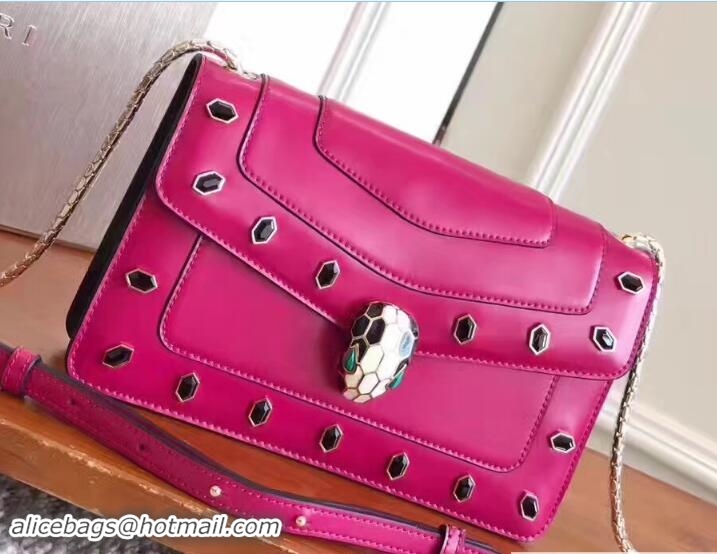 Good Quality Bvlgari Gen Studs Serpenti Forever Flap Cover Shoulder Bagg 111305 Fuchsia 2017