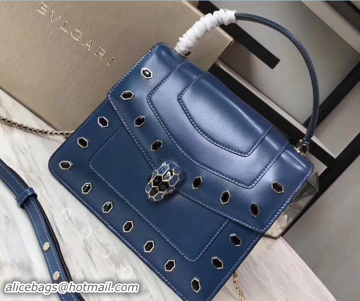 Grade Quality Bvlgari Gen Studs Serpenti Forever Flap Cover Top Handle Bag 111314 Blue 2017