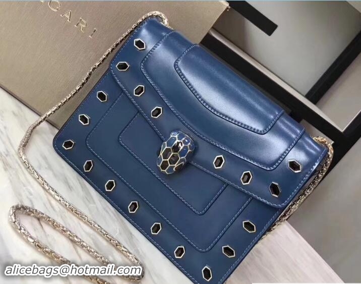 Classic Specials Bvlgari Gen Studs Serpenti Forever Flap Cover Small Bag 111315 Blue 2017