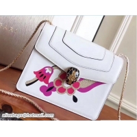 Discount Bvlgari Flower Serpenti Forever Flap Cover Small Bag 111344 White/Fuchsia 2017