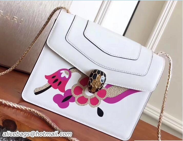 Discount Bvlgari Flower Serpenti Forever Flap Cover Small Bag 111344 White/Fuchsia 2017