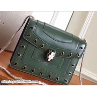 Good Looking Bvlgari Gen Studs Serpenti Forever Flap Cover Small Bag 111317 Army Green 2017