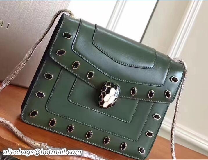 Good Looking Bvlgari Gen Studs Serpenti Forever Flap Cover Small Bag 111317 Army Green 2017