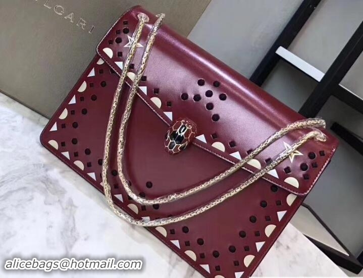 Purchase Bvlgari Star Studs Serpenti Forever Flap Cover Medium Bag 111334 Dark Red 2017