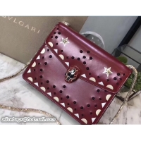 Good Quality Bvlgari Star Studs Serpenti Forever Flap Cover Small Bag 111335 Dark Red 2017