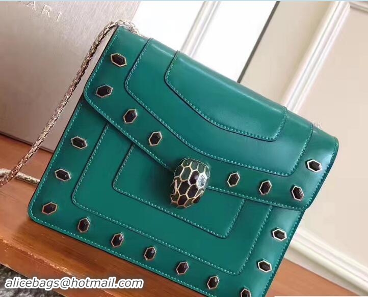 Luxury Cheap Bvlgari Gen Studs Serpenti Forever Flap Cover Small Bag 111320 Green 2017