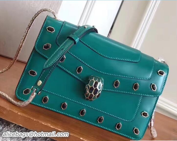 Feminine Bvlgari Gen Studs Serpenti Forever Flap Cover Shoulder Bag 111321 Green 2017