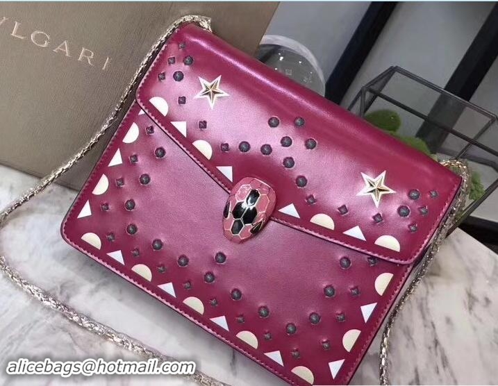 Lower Price Bvlgari Star Studs Serpenti Forever Flap Cover Small Bag 111338 Fuchsia 2017