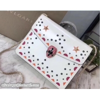 Best Grade Bvlgari Star Studs Serpenti Forever Flap Cover Small Bag 111341 White 2017