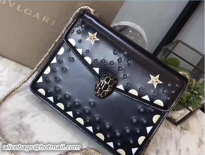 Good Product Bvlgari Star Studs Serpenti Forever Flap Cover Small Bag 111332 Black 2017