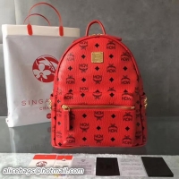 Pretty Style MCM Medium Top Studs Backpack MCM0039 Red