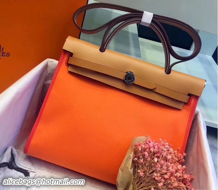 Good Looking Hermes Canvas And Leather Her Bag Zip 31 Bag 12011 Orange/Khaki