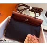 Top Grade Hermes Canvas And Leather Her Bag Zip 31 Bag 12011 Dark Blue/Burgundy