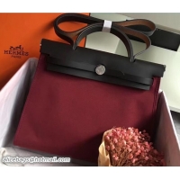 Grade Quality Hermes Canvas And Leather Her Bag Zip 31 Bag 12011 Burgundy/Black