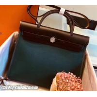 Stylish Hermes Canvas And Leather Her Bag Zip 31 Bag 12011 Dark Green/Black