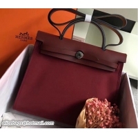 Luxury Discount Hermes Canvas And Leather Her Bag Zip 31 Bag 12011 Burgundy/Brown