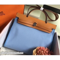 Shop Cheap Hermes Canvas And Leather Her Bag Zip 31 Bag 12011 Light Blue/Khaki