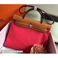 Best Product Hermes Canvas And Leather Her Bag Zip 31 Bag 12011 Peach/Khaki