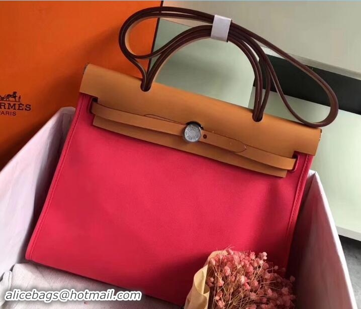 Best Product Hermes Canvas And Leather Her Bag Zip 31 Bag 12011 Peach/Khaki