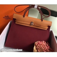 Good Quality Hermes Canvas And Leather Her Bag Zip 31 Bag 12011 Burgundy/Khaki